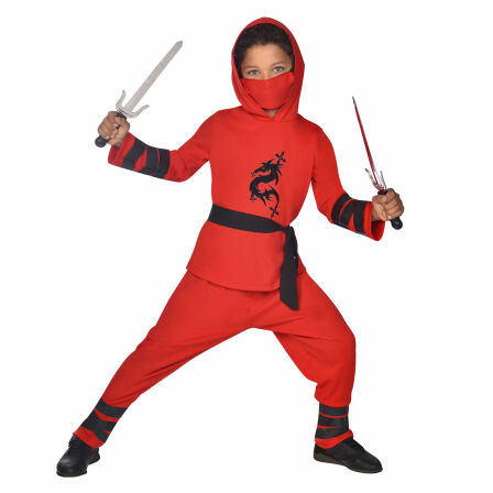Ninja Kostüm Jungen rot 8-10 Jahre