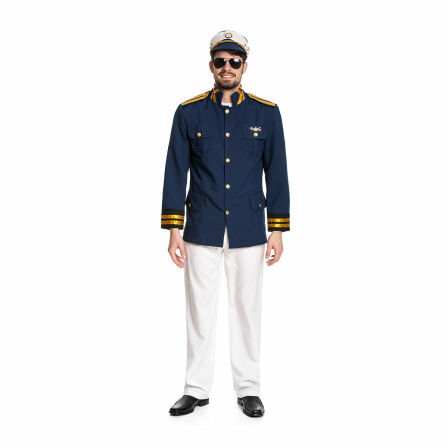 Kapitän Kostüm Herren blau-weiß