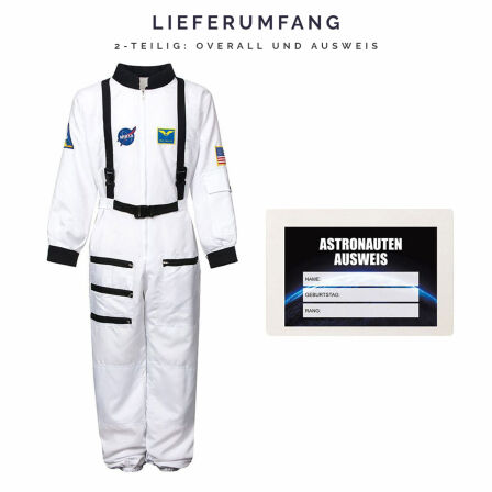 Weißes Astronaut Kostüm für Kinder Karneval Space Shuttle Commander Kinderkostüm