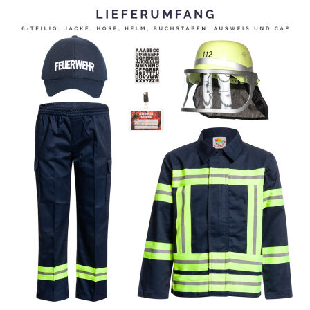 Feuerwehr Kostüm Kinder komplett Outfit 116