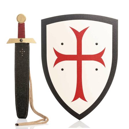 Ritterset Kreuz mit Holz Schild und Schwert