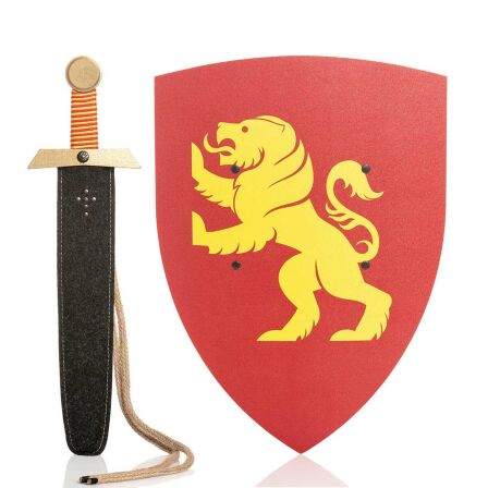 Ritterset Löwe mit Holz Schild und Schwert