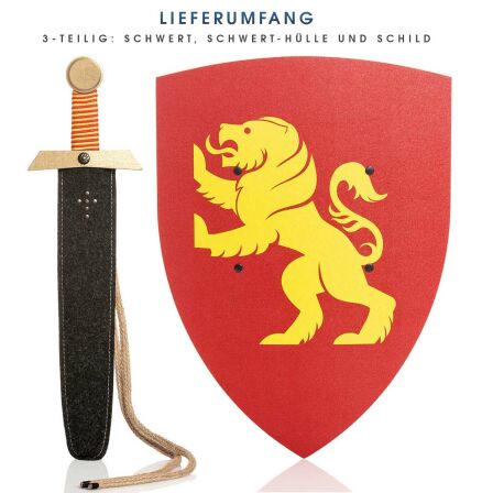 Ritterset Löwe mit Holz Schild und Schwert